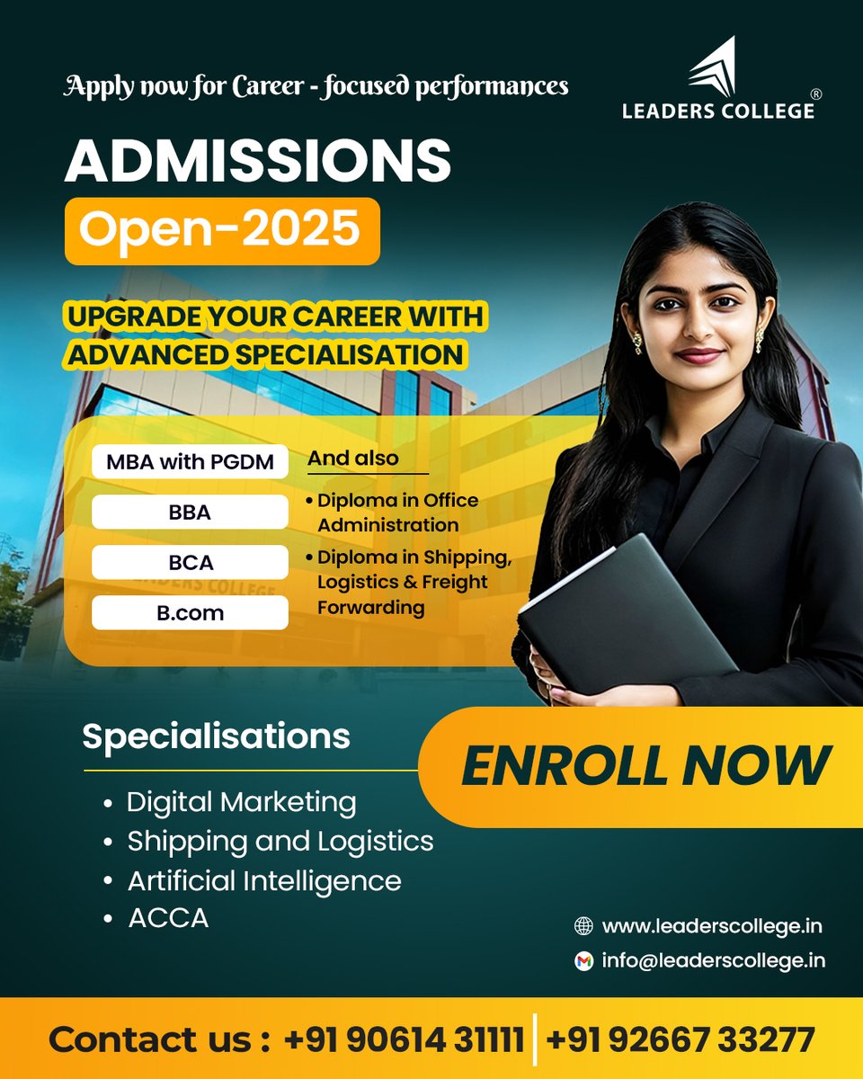 leaderscollege_'s tweet photo. MBA + PGDM = Double Power! 📢
For more information:
📞 +91 90614 31111 | +91 92667 33277
#AdmissionsOpen #ApplyNow #CareerGrowth #FutureLeaders #GlobalCareer #BusinessEducation #StudySmart #StudyAbroadDream #ProfessionalCourses #HigherEducation #MBAAdmissions #MBACourse https://t.co/4bDSzA1pbp