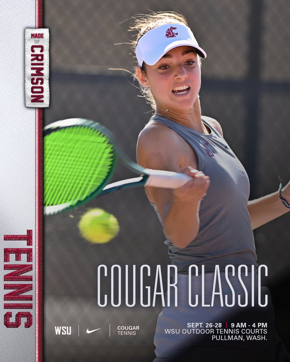 WSUCOUGARTENNIS's tweet image. The 2025 Cougar Classic kicks off Friday at the WSU Outdoor Courts. Cougars start at 1 pm for doubles, 2 pm for singles. Martina Puvill and Zali Morris will compete for the Cougs. See you at the WSU Outdoor Courts Friday at 1⃣.

STORY | wsucougars.com/news/2025/9/25…

#GoCougs