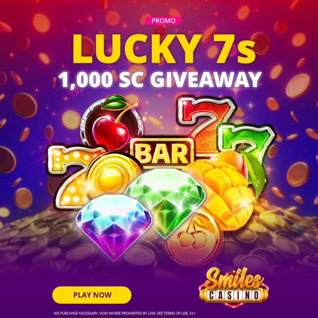 ✨The 7s are bringing the smiles!

Sep. 25, 6pm PT – Sep. 28, 11:59pm PT.
Play your favorite 7s games for a chance to win a share of the 1,000SC

Eligible games: Cherry Rush 7s, Diamond Bounty 7s, Emerald Bounty 7s, Gold Mint 7s, Mango Express 7s.

👉Which 7s will you play today?