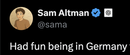 <a href="/sama/">Sam Altman</a> most out-of-distribution tweet i've seen al year