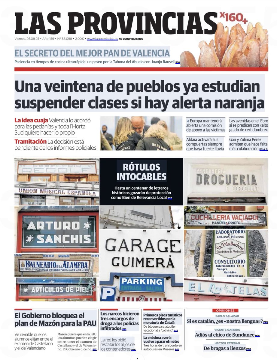 La enhorabuena a <a href="/LauraGarces_C/">Laura Garcés</a> por su trabajo sobre los rótulos que nos acerca a la historia de nuestra ciudad. Una portada muy merecida en Las Provincias.¡ Bravo Laura!