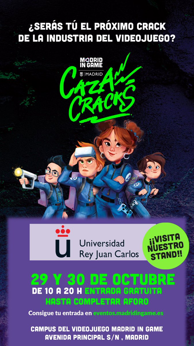Grado en Diseño y Desarrollo de Videojuegos (URJC) (@vj_urjc) on Twitter photo Como siempre, este año tendremos nuestro stand en el Cazacracks de <a href="/MadridinGame/">Madrid in Game</a> …. Pásate a vernos!!! Como siempre, este año tendremos nuestro stand en el Cazacracks de <a href="/MadridinGame/">Madrid in Game</a> …. Pásate a vernos!!!