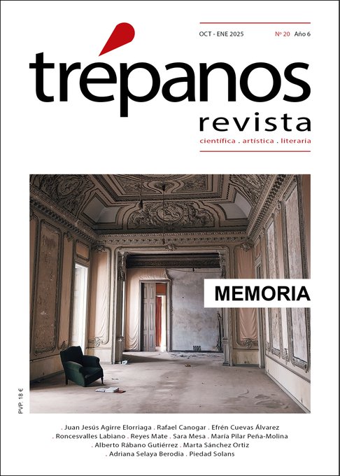 La revista Trépanos (<a href="/ediciontrepanos/">Trépanos</a> ) me acaba de publicar un capítulo que había escrito sobre la memoria en el cine, en un libro editado por J.M. Catalá en 2014. Muy agradecido por darle nueva vida a este texto.
La revista tb está a la venta en papel.
trepanos.es/2025/09/14/la-…