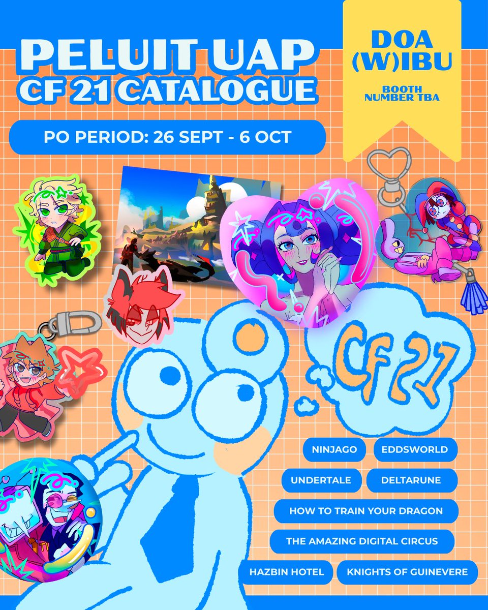 [❤️ and 🔁 are very appreciated!] 

🍳Pelu’s #CF21 PO

📅 PO: 26 Sept-6 Oct
📦: pick up BOTH DAYS and mail order
🔗: bit.ly/PeluitCF21PreO…

🍳Fandoms : Eddsworld, Ninjago, TADC, Knights of Guinevere, UT/DT, HTTYD, &amp; Hazbin Hotel

#comifuro21 #comifuro21catalogue
#cf21catalogue