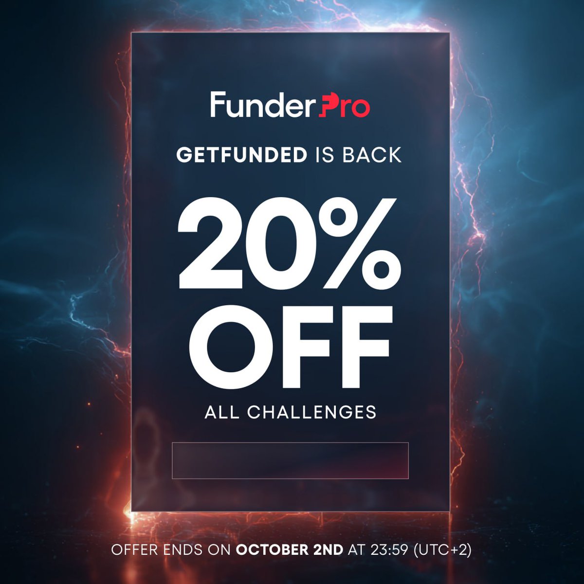 🎉 20% OFF Discount Code 🎉

📅 From September 24 to October 2, enjoy 20% OFF on all challenges &amp; add on

(🔖 Add - on Discount means a price reduction, not free).

✨ Why FunderPro discount codes are powerful:

▪️If a client uses your code (even without registering through your