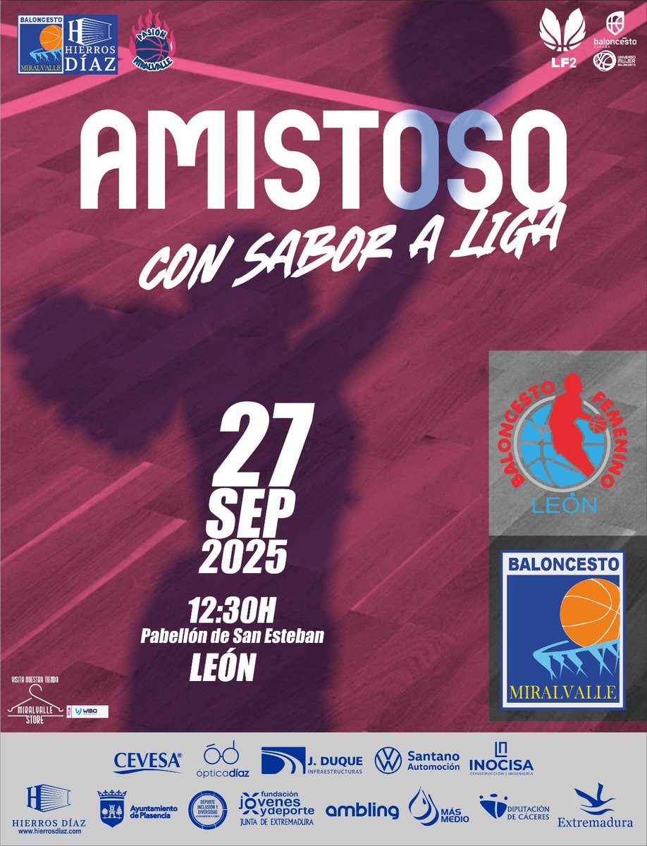 💙 𝙐́𝙇𝙏𝙄𝙈𝙊 𝘼𝙈𝙄𝙎𝙏𝙊𝙎𝙊 💙

Mañana nuestro equipo viajará a León para disputar su último partido de pretemporada. 🔜🏀

🗓️ 27 de septiembre
⏰ 12:30
🆚 <a href="/bfemeninoleon/">B.F. León</a> 
🏠 Pabellón San Esteban, León

¡Vamos a por la última prueba de la pretemporada! 🤩

#pasiónMiralvalle