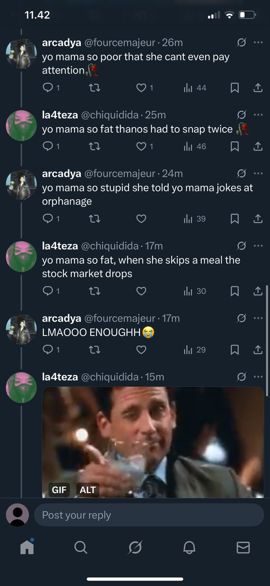 putridwishsw's tweet photo. 1. A "yo mama" isn't just any joke, it's a way of making fun of someone by dragging their mom into it. But the punch only lands if it targets the other person's mother.

2. First pic, not a "yo mama" joke: No punchline, unstructured. Second pic: That's how you do yo mama jokes. https://t.co/m7tbkOnWsD