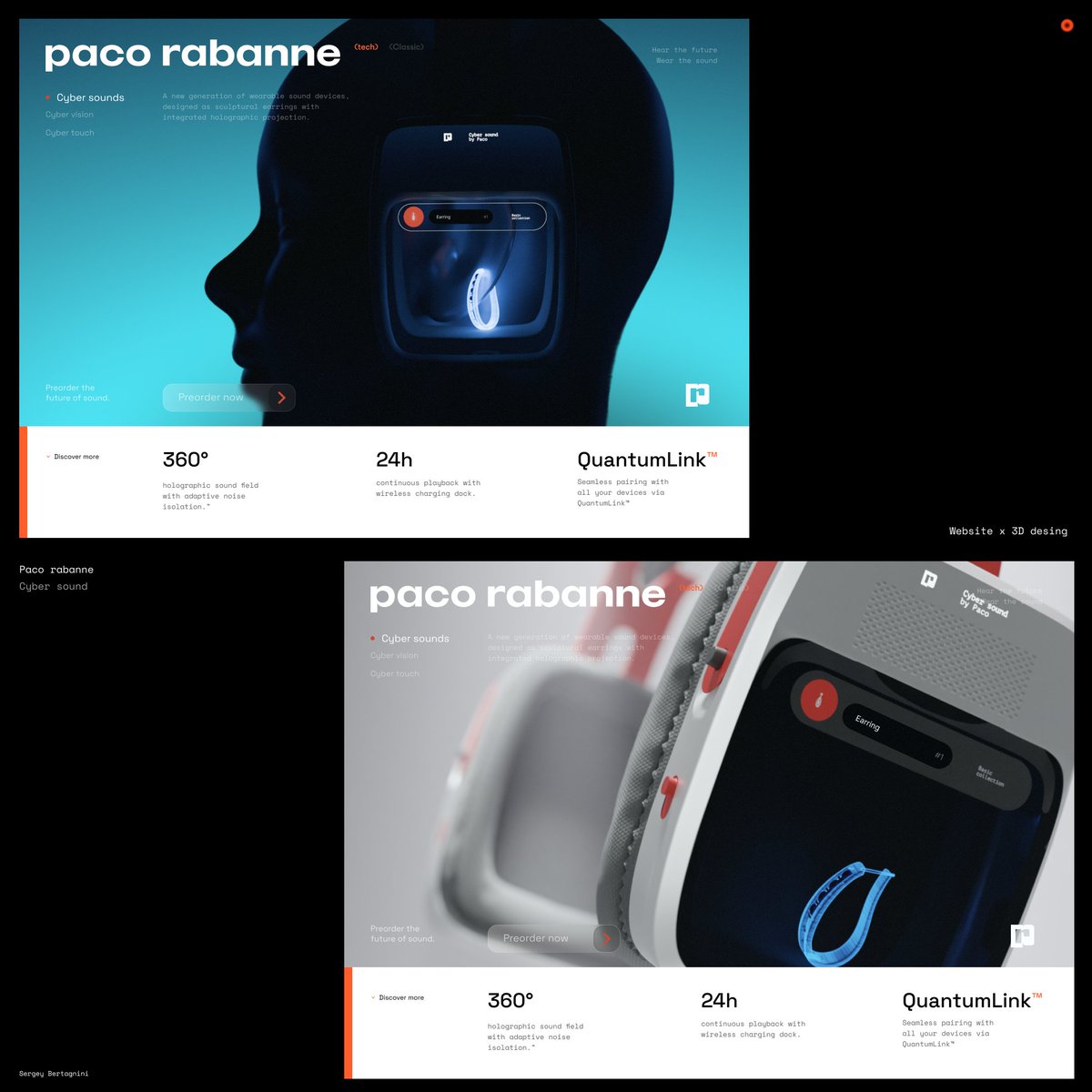 Paco Rabanne in 2030

Another website + 3D design (headphones)
1 or 2?