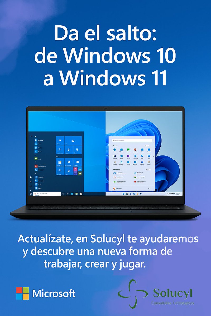 Windows 10 fue tu compañero.
Windows 11 será tu futuro

El fin oficial del soporte para Windows 10 será el 14 de octubre :
🆘Sin actualizaciones de seguridad gratuitas
🆘Sin soporte técnico
🆘Las aplicaciones podrían dejar de funcionar
¿TE AYUDAMOS?   solucyl.es