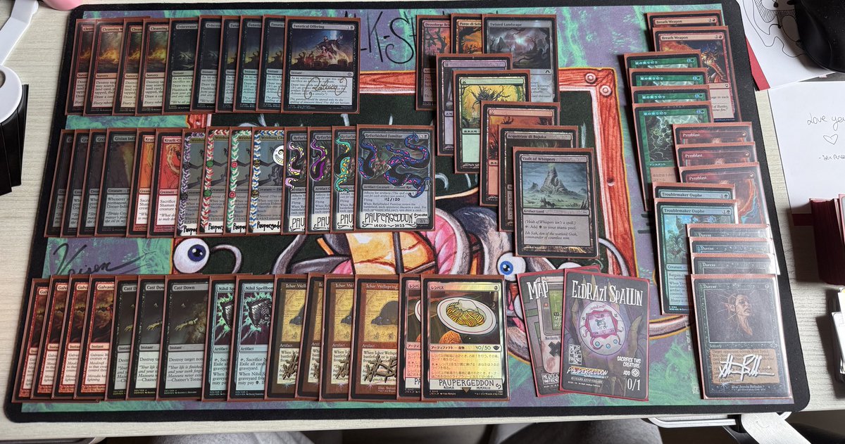 Conta951's tweet image. After a long time I was able to attend my local league,super night with 20 ppl @KingsCrossMtg♥️

75/75 Jund Blast with the king’s blessing @Paul_16___ deck was unexpectedly fun to play

T1 MonoR Rally🪤🐀🪤 @Snap978 
T2 Walls Spy🐀🐀
T3 Slivers🐀🪤🐀
T4 Mirror🐀🐀

#mtgpauper