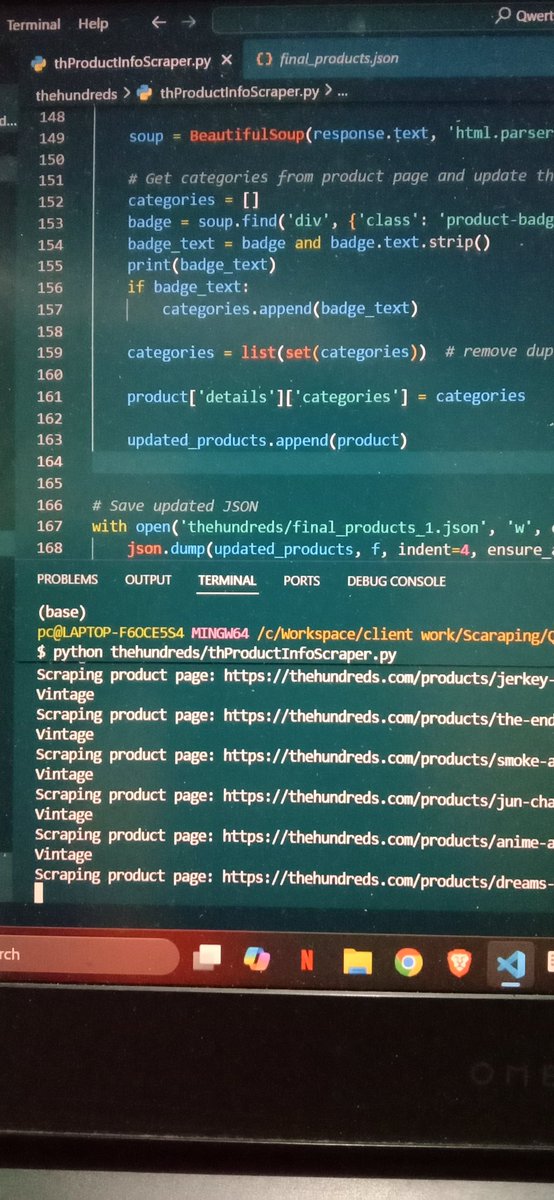 webdevamir's tweet image. Scraped the data now adding categories in the final list: another client.