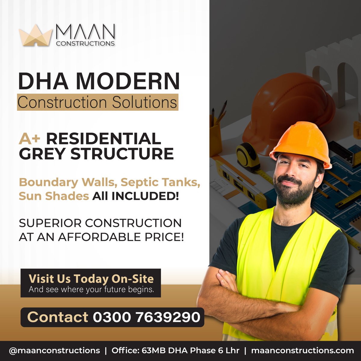 MaanEstate's tweet image. Maan Constructions – DHA Modern Construction Solutions!

Delivering A+ Residential Grey Structure in DHA Lahore with quality, affordability &amp;amp; durability. 

📍 63MB, DHA Phase 6, Lahore
📞 +92 300 7639290 | 🌐 maanconstructions.com

#MaanConstructions #DHALahore #GreyStructure