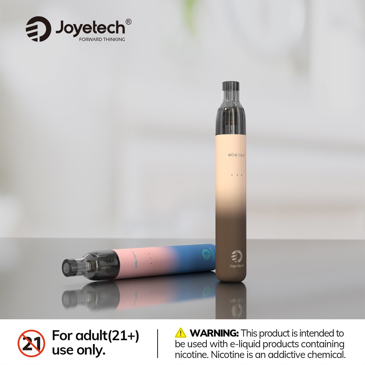 JoyetechClub's tweet image. The eGo Nano removes complexity—intuitive operation and easy refills help you get started with confidence.

Warning: This product may contain nicotine. Nicotine is an addictive chemical. Our products are restricted to adults 21+ only.

#eGoNano #BeginnerFriendly #joyetech