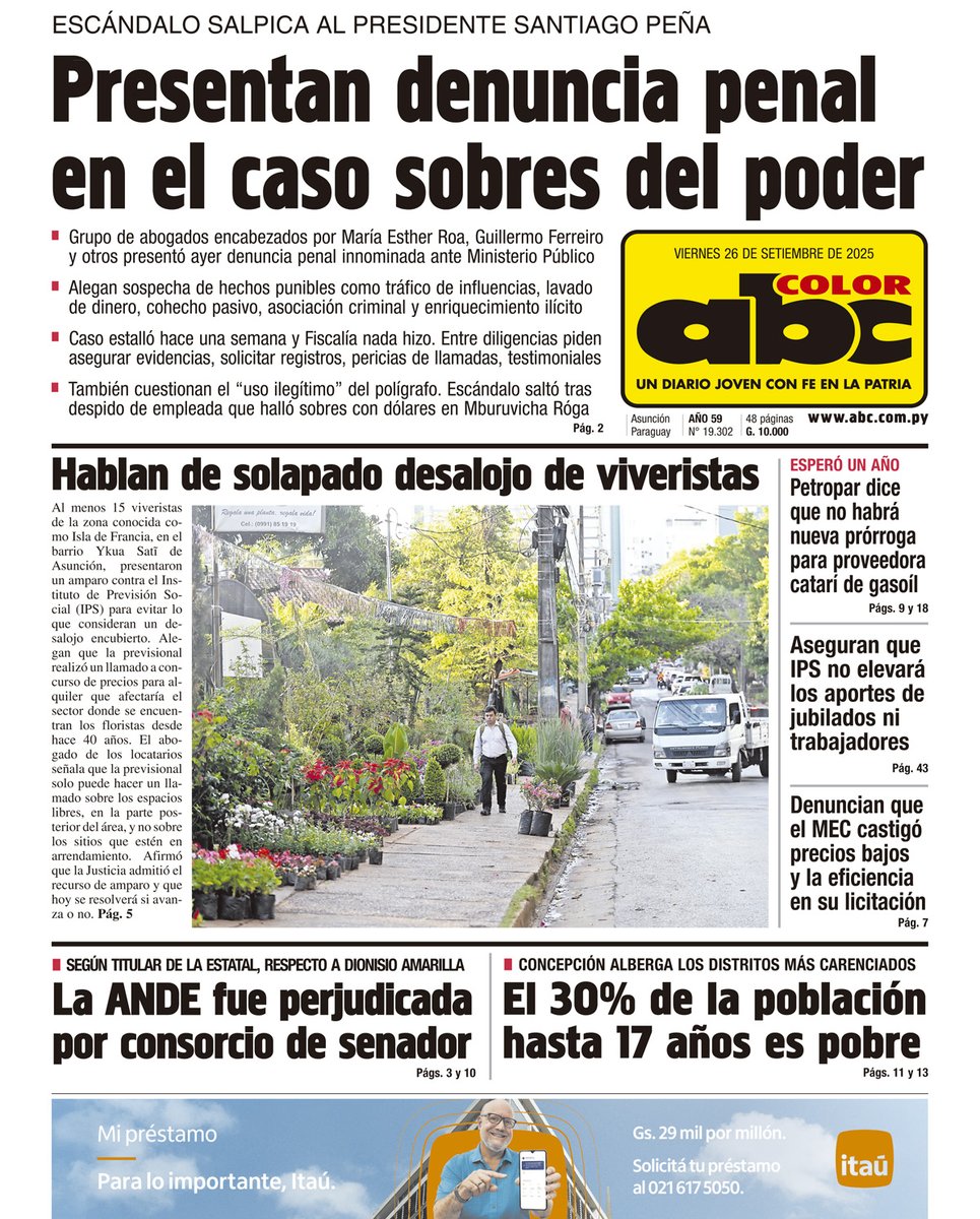 ABCDigital's tweet image. ¡BUEN DÍA!⛅

Estos son los principales títulos de la edición impresa de la jornada.

💰 Adquirí tu #ABCColor por G. 10.000

📲 abc.com.py