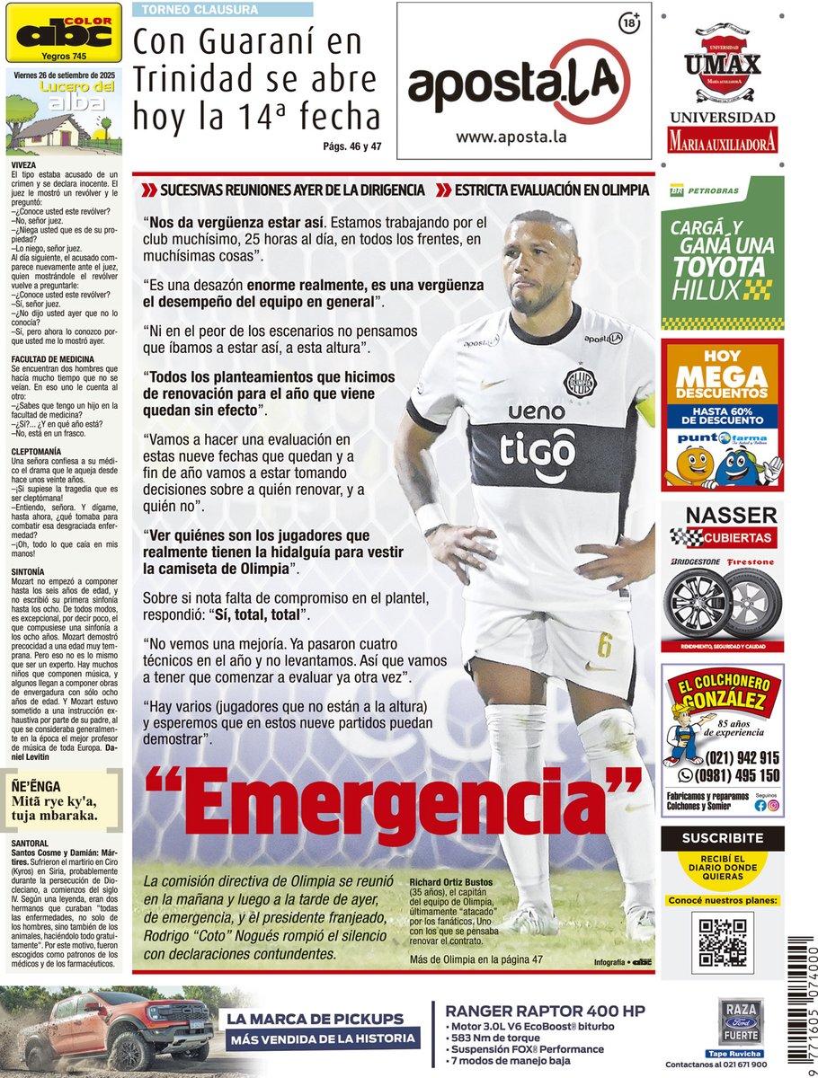 ABCDigital's tweet image. ¡BUEN DÍA!⛅

Estos son los principales títulos de la edición impresa de la jornada.

💰 Adquirí tu #ABCColor por G. 10.000

📲 abc.com.py