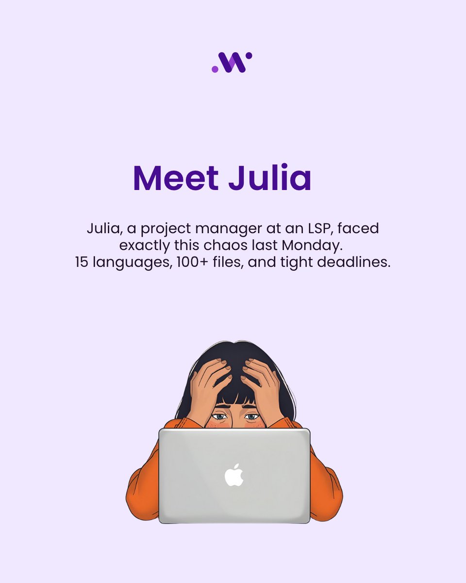 awtomated's tweet image. Meet Julia, a PM at a mid-sized LSP.
100+ files. 15 languages. Tight deadlines. Chaos.
With Awtomated, file formats, updates & deadlines are managed automatically - no more spreadsheets, no more stress
Translation projects, simplified. awtomated.com
#TMS #fileformat