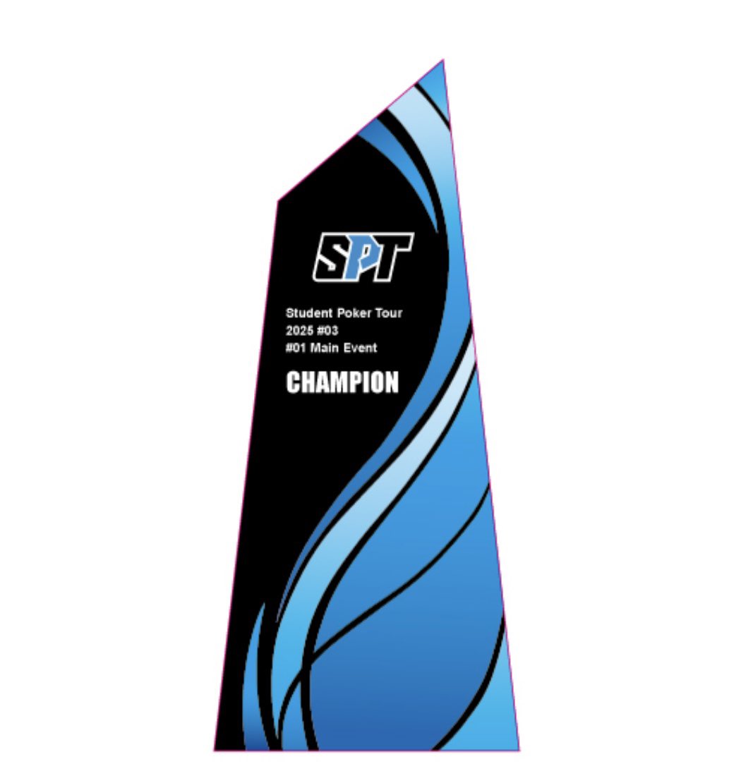 SPT_poker's tweet image. ／
学生の頂点に立つのは誰だ。
Student Poker Tour オリジナルトロフィー
＼
学生ポーカーの勝者に
SPTオリジナルトロフィーを贈呈🎁

その他入賞された方にもプライズとともに
プライズカードをご用意しております。

📢プライズ詳細は順次公開📢 #SPT
