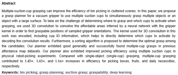 RoboticsMDPI's tweet image. 📖 Multiple-Object #Grasping Using a Multiple-Suction-Cup Vacuum #Gripper in Cluttered Scenes
✍ By Ping Jiang, Junji Oaki, Yoshiyuki Ishihara and Junichiro Ooga
👉mdpi.com/2218-6581/13/6…
#Robotics #binpicking