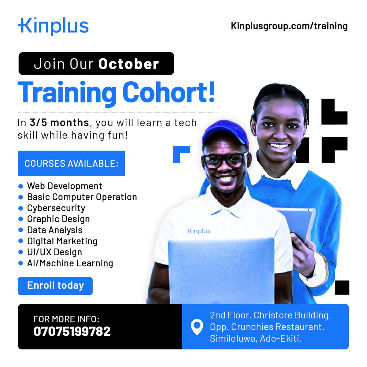 kinplustech's tweet image. Skills are the new currency. Cash in now!
Certificates don&apos;t guarantee jobs skills do. 
Courses include: Web Dev, Cybersecurity, Data Analysis, AI/ML, &amp;amp; more.
Secure your financial breakthrough. Don&apos;t wait! Call 07075199782 | kinplusgroup.com/training #Kinplus #TechTraining