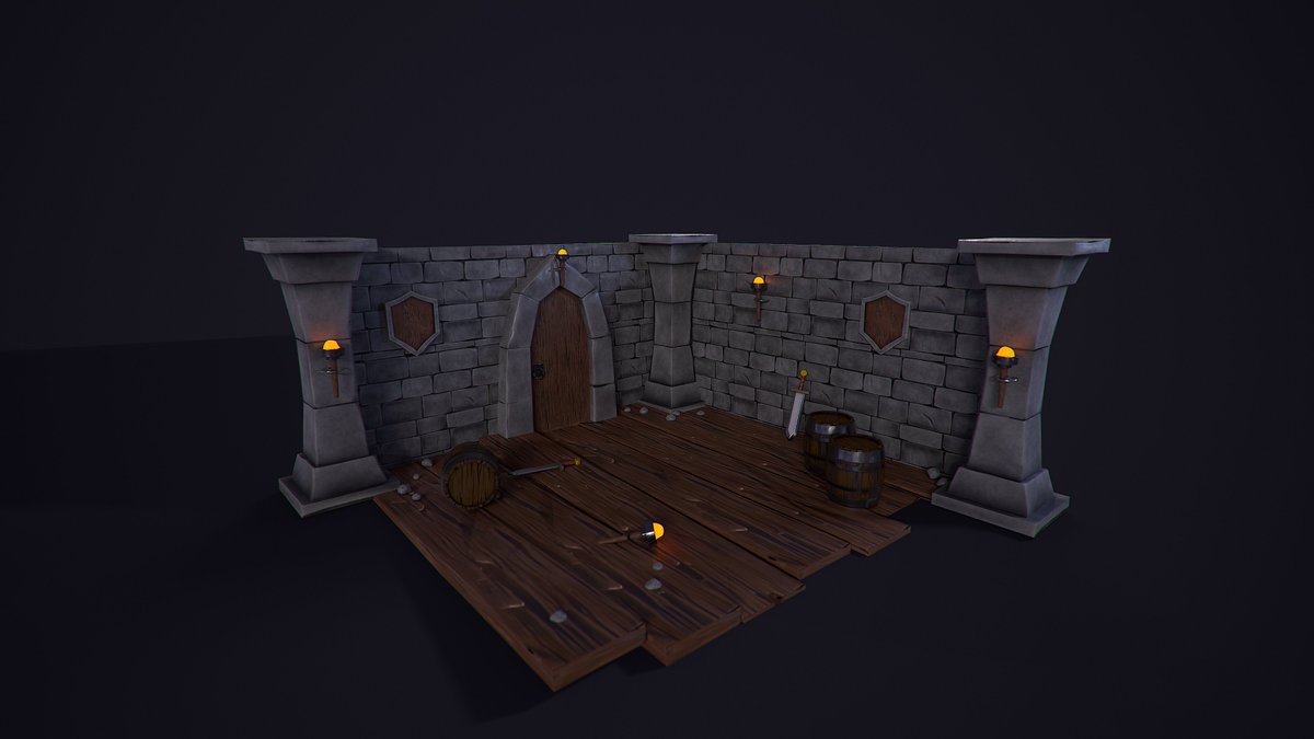 frankiegamedev's tweet image. A pretty cool stylized medieval room I did 3 YEARS AGO!
Time flies #3d #lowpoly