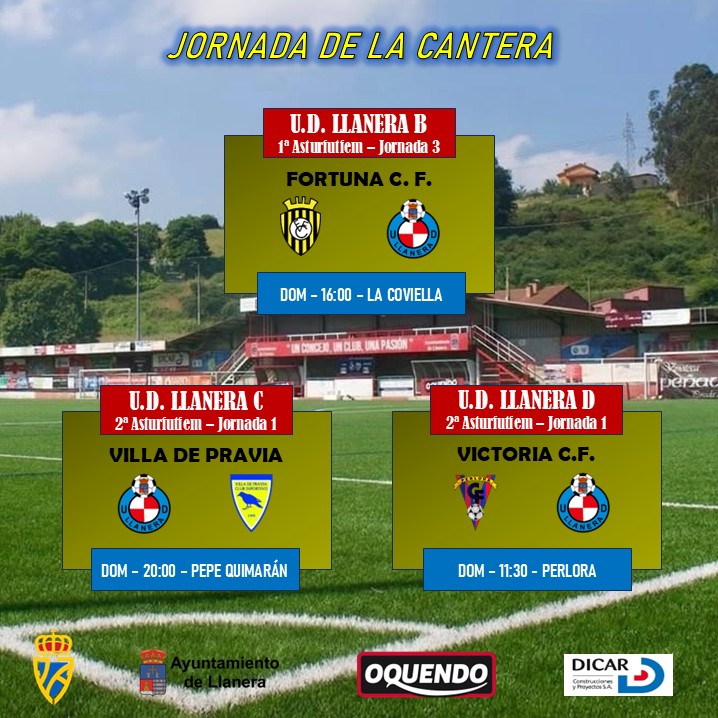 UD Llanera Femenino (@udllanera_fem) on Twitter photo ¡¡JORNADA DE NUESTRA CANTERA!!
Partido en casa para el Femenino C, y salidas para el Filial y Femenino D.
#AvantiLlanera🔴⚪
#CorazonyCoraje
#FutbolFemenino
#LlaneraEsCantera
#1ªAsturFutFem
#2ªAsturFutFem ¡¡JORNADA DE NUESTRA CANTERA!!
Partido en casa para el Femenino C, y salidas para el Filial y Femenino D.
#AvantiLlanera🔴⚪
#CorazonyCoraje
#FutbolFemenino
#LlaneraEsCantera
#1ªAsturFutFem
#2ªAsturFutFem