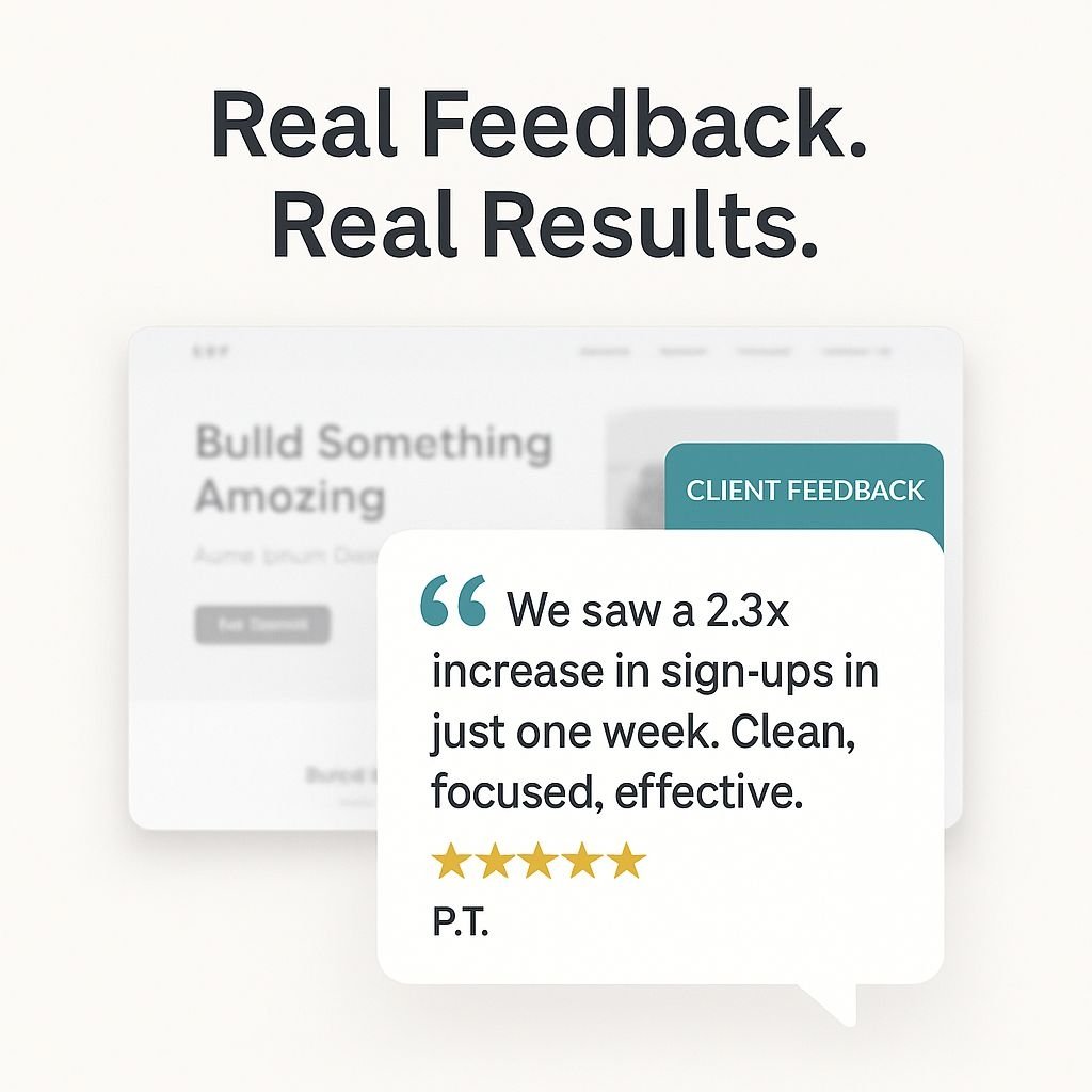 Replo__Expert's tweet image. Real client feedback speaks louder than promos.

“We saw a 2.3x increase in sign-ups in just one week. Clean, focused, effective.”

Built to convert. Delivered with clarity.

#WebDesign #LandingPages #ClientFeedback #UXDesign #DesignThatWorks