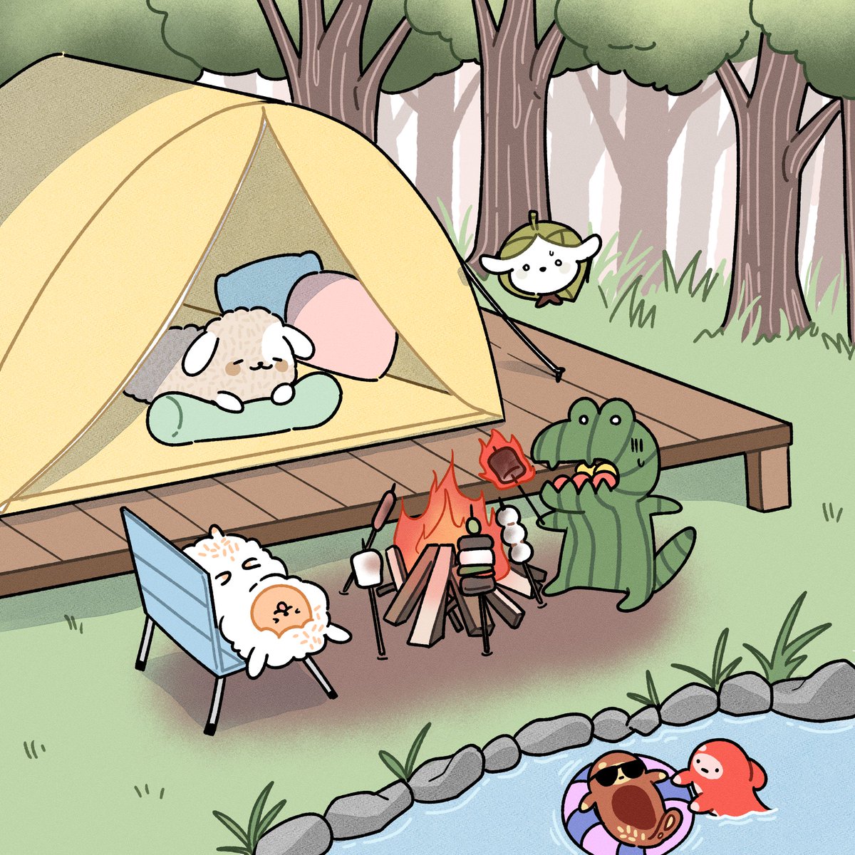 gubi9B_official's tweet photo. 🏕캠핑가자~

#아지 #망뚜 #앙오 #수수 #미미 #구비구비 #gubigubi #일러스트 #캐릭터 #character #illust #illustration #art #artwork #painting #drawing https://t.co/K3QgWTqetp