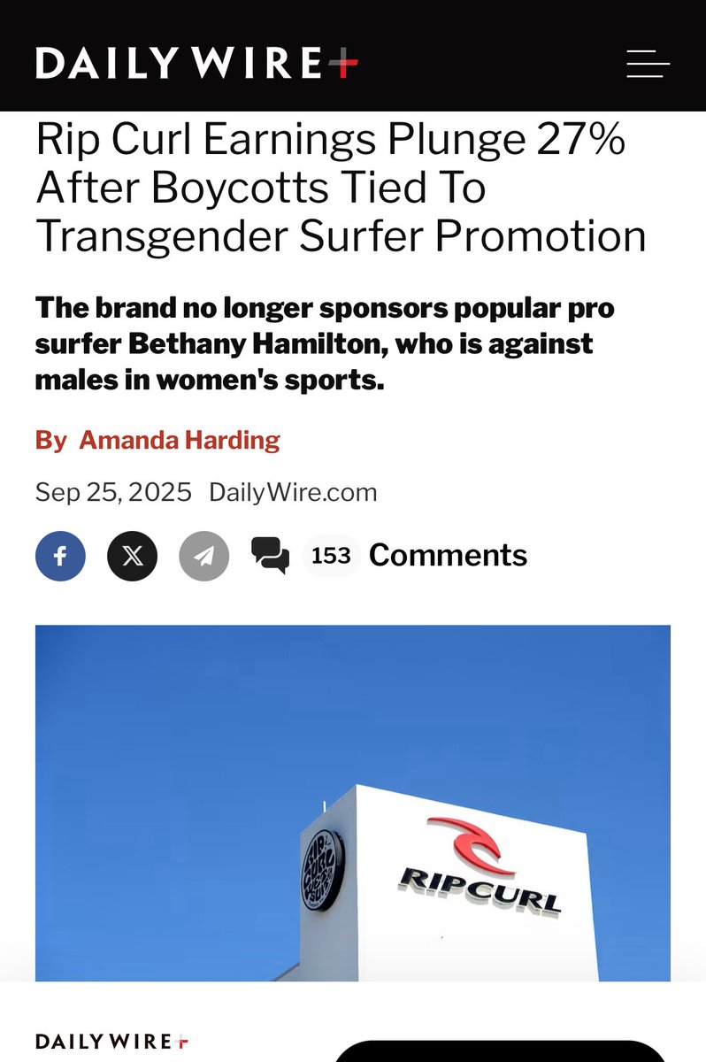Is the profit loss of Rip Curl tied to transgender male in Bikini ad campaign? Covered by <a href="/DailyWireNews/">Daily Wire News</a> 
dailywire.com/news/rip-curl-…