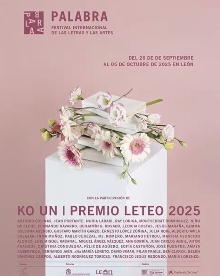 PALABRA.
Festival internacional de las letras y las artes.
León
26 septiembre – 5 octubre 2025 leoncultural.com/evento/palabra… #agendaleon #leoncultural #ocioleon #culturaleon #eventosleon #leonesp #agendaleoncultural #leonspain #leoncultura #leonciudad