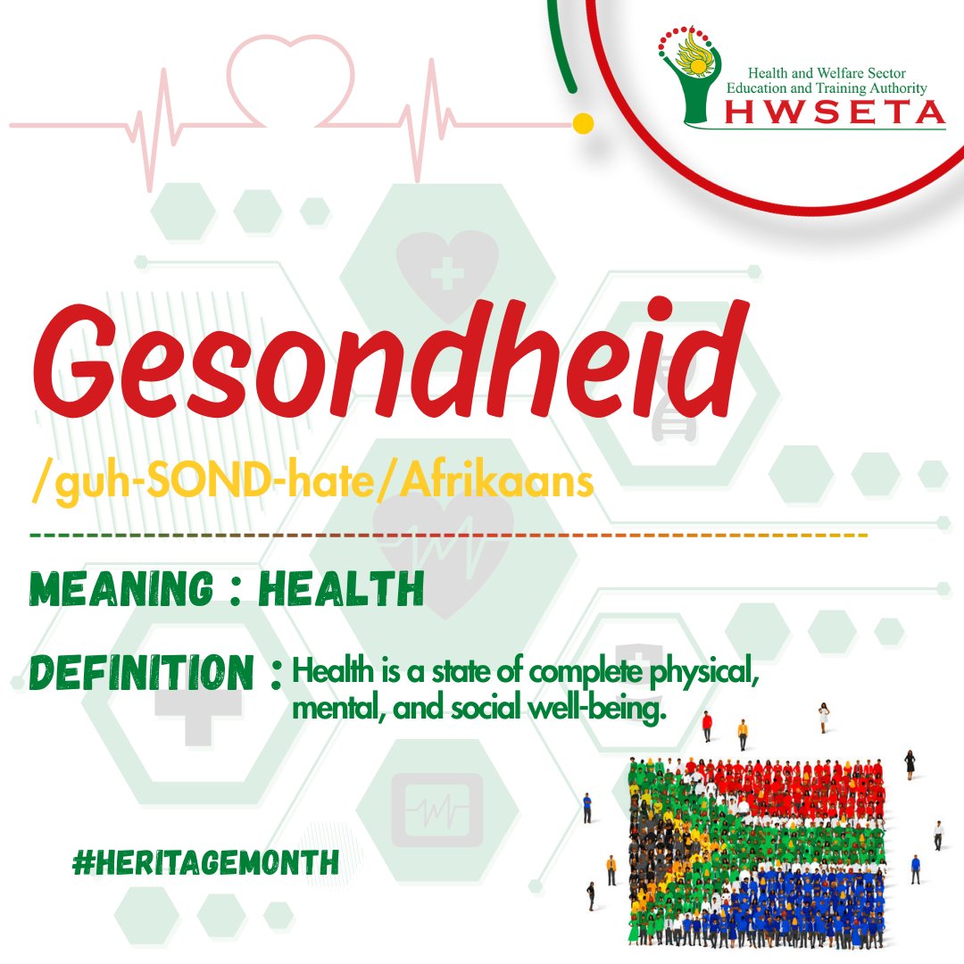This Heritage Month, HWSETA highlights one word that matters in every community - health. 🌍Because taking care of it is how we can honour both our past and our future.

#HeritageMonth #Health #HWSETACares