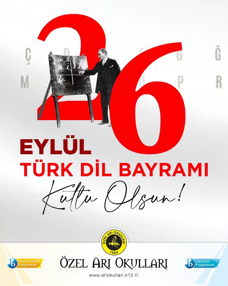 26 Eylül Türk Dil Bayramı kutlu olsun!🐝🇹🇷
.
.
#ariokullari #okul #eğitimkurumu #school #college #kolej #eğitim #öğretim #education #öğretmen #öğrenci #teacher #student #önokul #ilkokul #ortaokul #anadolulisesi #fenlisesi #ibschool #ibdp #ibpyp