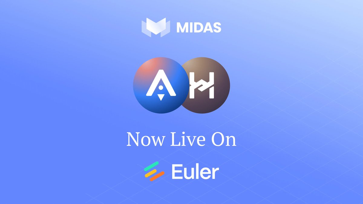 MidasRWA's tweet image. mHYPER &amp;amp; mAPOLLO Frontier Markets are now live on @eulerfinance.

You can now borrow against mHYPER, mAPOLLO, and their PT tokens from @pendle_fi using liquidity from Euler’s risk-isolated markets.