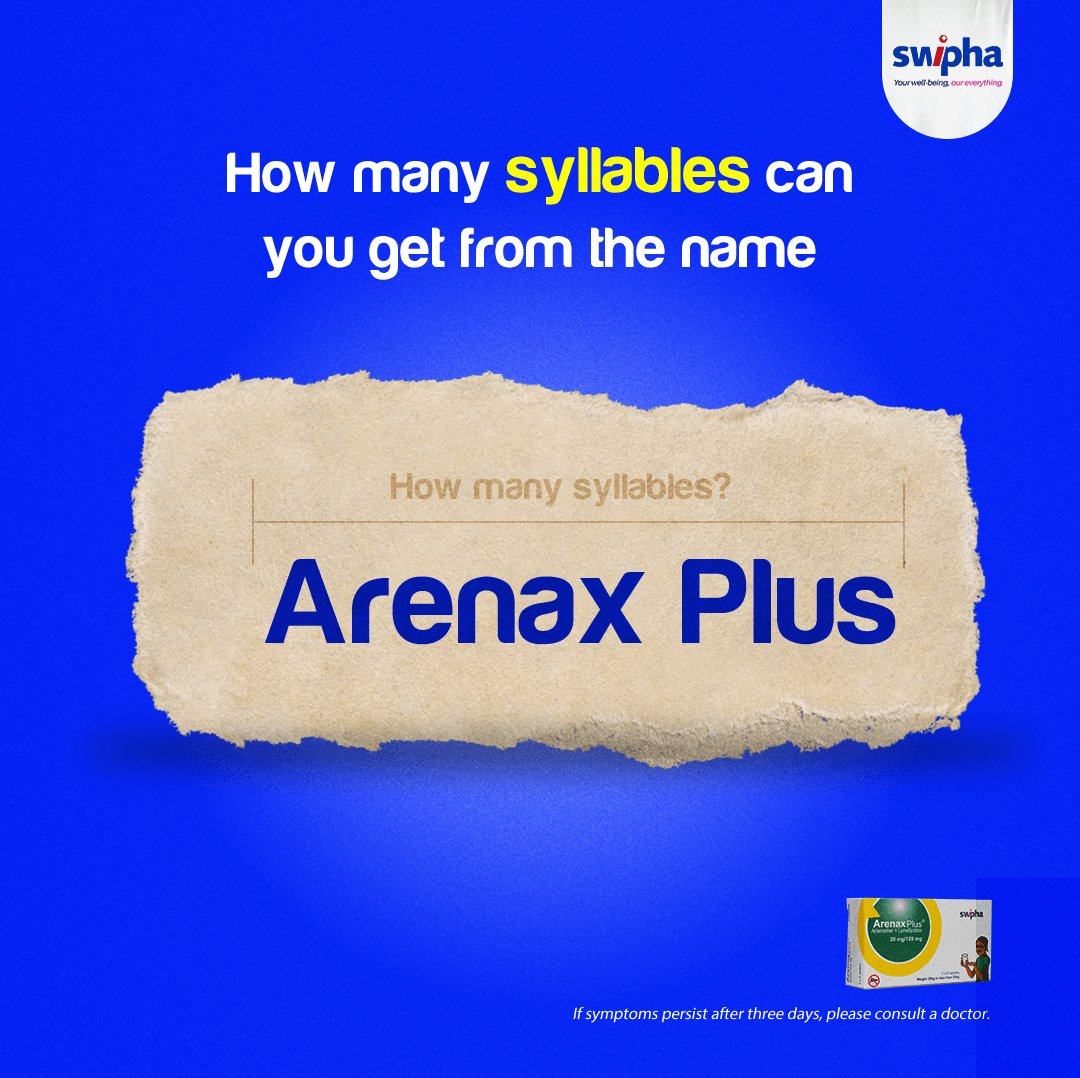 ArenaxPlusng's tweet photo. How many syllables are inthe name “Arenax Plus” ? 🧐🧐

Share youranswers with us. 👇🏽

#ArenaxPlus
#RememberTheName 
#trivia
#health https://t.co/w5qnngDsUP