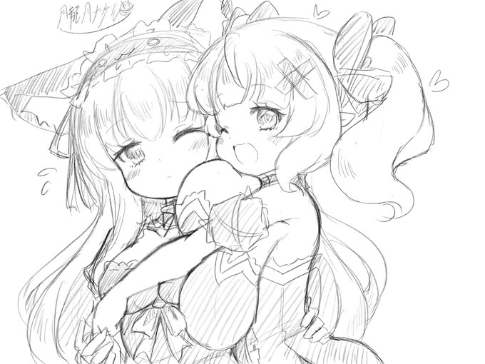 うちのこ黒猫さんとローリエちゃん落書き 