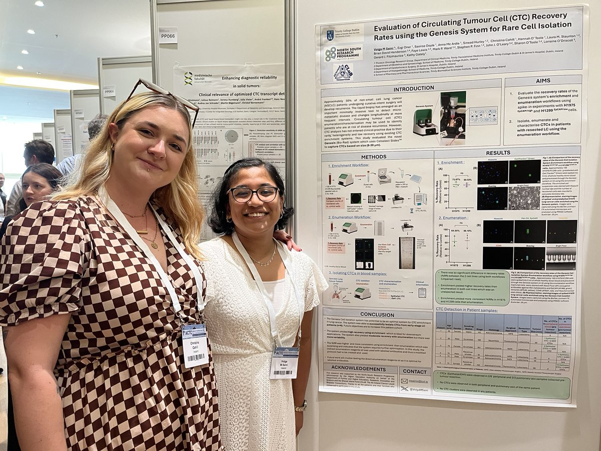 kathygately1's tweet image. Congrats to our @CluB_Cancer1 scientists @VolgaMSaini @C_CahillTCD &amp;amp; @oner_ez showcasing their longitudinal data on #CTCs in early stage #lungcancer at #ACTC25 Thanks to @hea_irl for supporting this important research #NSRPproject @CancerInstIRE @TCDTMI @stjamesdublin #lcsm