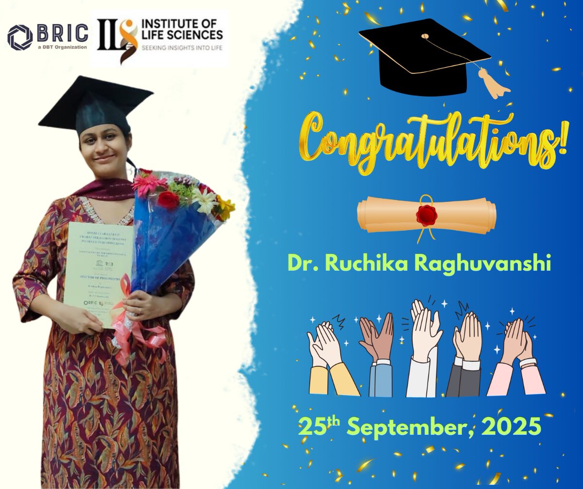 Congratulations, Ms. Ruchika Raghuvanshi, on successfully defending her PhD Thesis entitled “Molecular Genetic Characterization of Genes involved in Hearing Loss",  guided by Dr. P. V. Ramchander!

All the best with your future endeavours, Dr. Ruchika Raghuvanshi!

<a href="/DBTIndia/">Department of Biotechnology</a>
