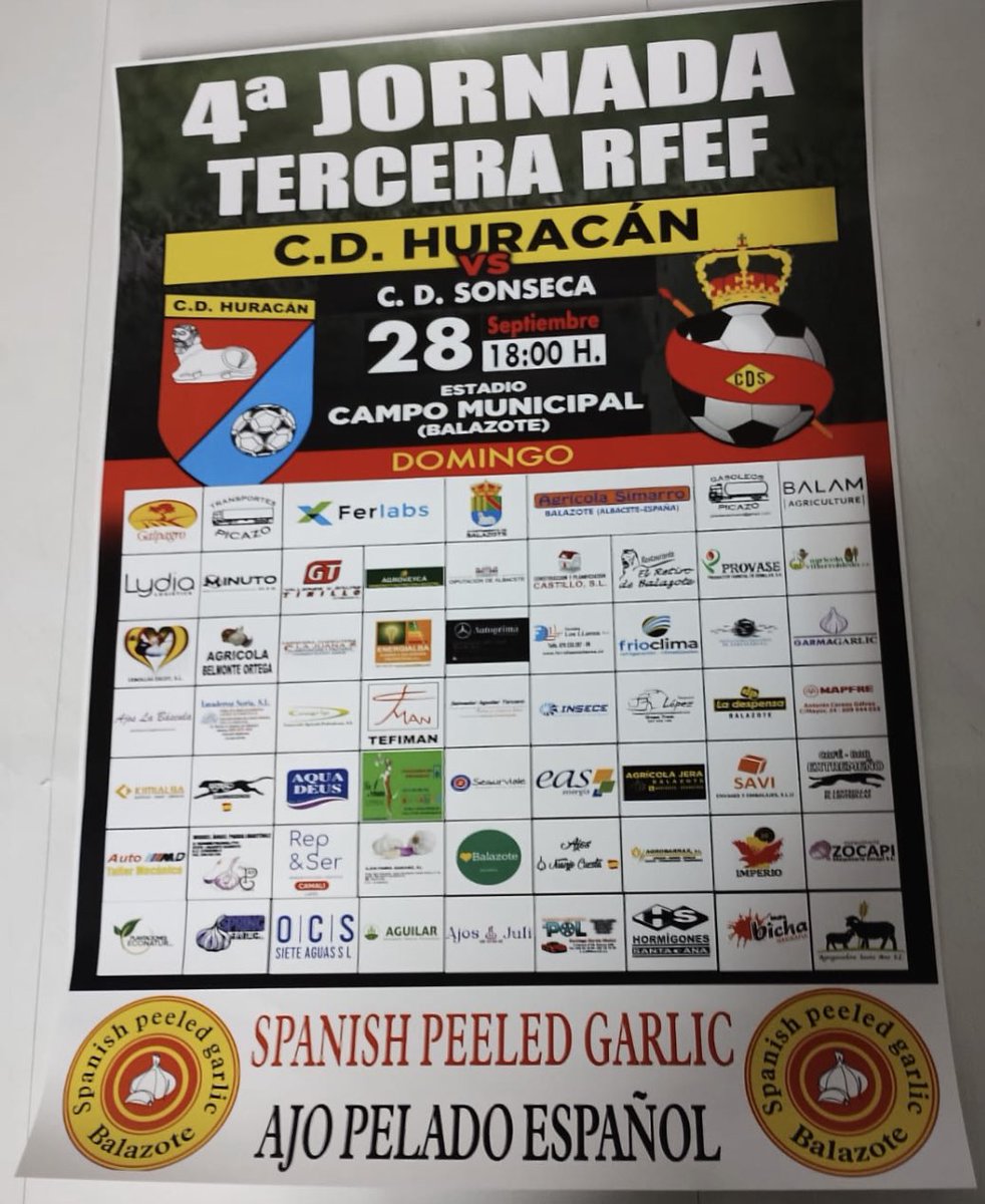 Volvemos a jugar en casa 🔴🔵⚽️ 

🏆 Jornada 4 Tercera RFEF 
📆Domingo 28 de Septiembre 
🕗18:00 H
<a href="/HuracanBoficial/">C.D. Huracán de Balazote - Oficial</a> 🆚 <a href="/CDSonseca/">C.D. Sonseca 🔴</a> 
🏟️Municipal de Balazote 

Os esperamos AFICION !! 🔴🔵