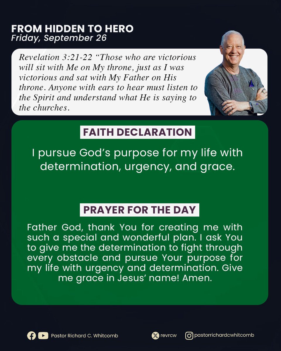 Rockinrevdean's tweet photo. TODAY’S SCRIPTURE & PRAYER‼️ 📖 🙏
#Revelation3v21v22 #TodaysScripture #BibleVerse #FaithDeclaration #prayer #PrayerForTheDay #September26 #spiritualwarfare #warfare #pray #PastorRichardCWhitcomb #Scripture #verse #TodaysScriptureandPrayer #VerseOfTheDay #OhHallelujah https://t.co/J5aflNeexK