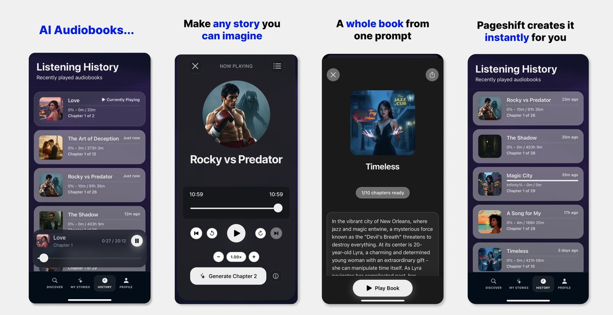 We are on a mission to solve personalized, machine-generated long-form storytelling with our AI lab.  

Today, we’re super hyped to announce our first product:
 
An AI audiobook generator, available on both mobile and web, that lets you create any long-form story you can imagine.