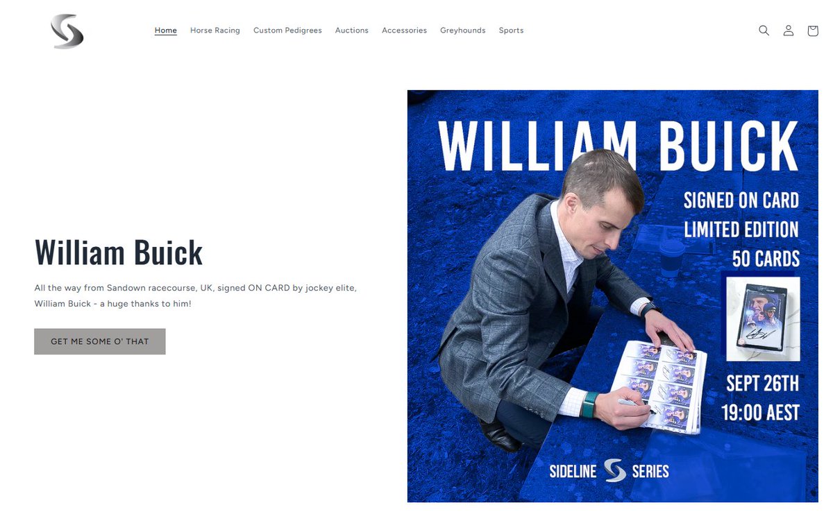 19:00 tonight... William Buick ON CARD autos
sidelineseries.com