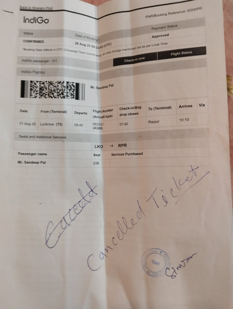 Sandeepsahyogi's tweet photo. @IndiGo6E मेरा कैंसल का रूपया अभी तक नहीं आया जबकि इंडिगो के किसी रिप्रजेंटेटिव का कॉल आया और कहा 24 से 28 घंटों वापस आ जायेगा लेकिन कोई रिस्पांस नहीं मिल रहा मुझे अगला कदम क्या उठाना है ये ही बता दे ।। https://t.co/kSy2KAqrM3
