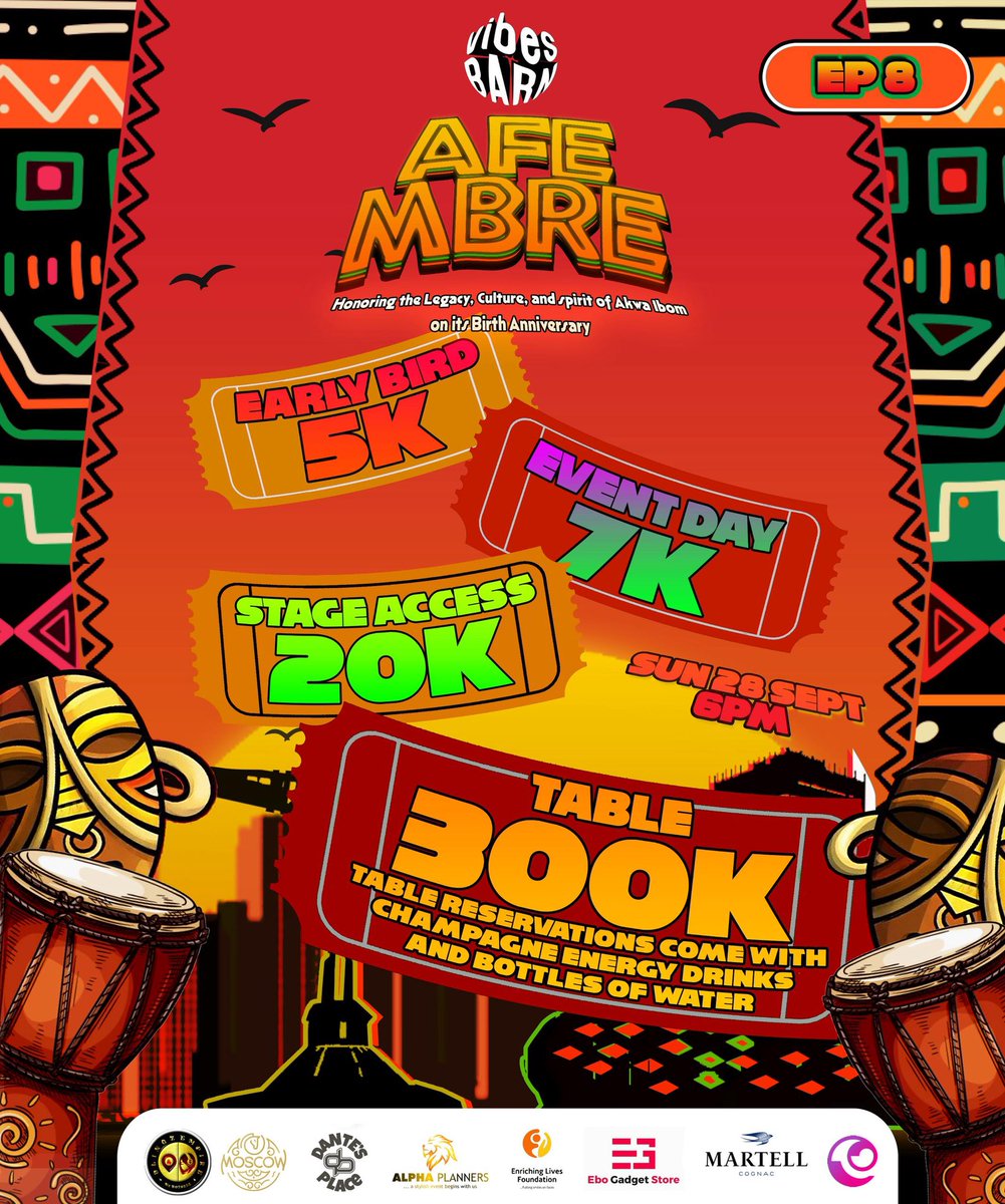 Uncle_Tini's tweet image. Tickets for @vibesbarn AFE MBRE episode now LIVE.
Lock in your spot for the ultimate Akwa Ibom anniversary celebration — music, culture & vibes you don’t want to miss. Secure yours today!
TICKET LINK IS IN THE COMMENTS!
👇🏾👇🏾👇🏾👇🏾👇🏾