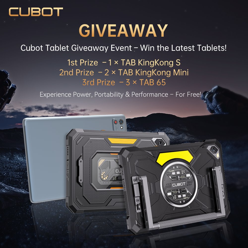 Win or Buy – The New Cubot Tablets Are Here!
Join our launch event and stand a chance to win Cubot’s newest rugged tablets. From the powerhouse KingKong S to the pocket-sized Mini and entertainment-ready TAB 65, there’s a tablet for every lifestyle.
🎁cubot.net/tablets-global…