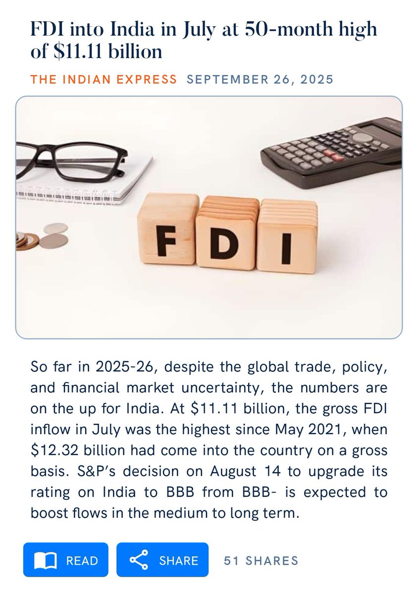 ravi2640's tweet photo. FDI into India in July at 50-month high of $11.11 billion
https://t.co/1kXYkE6ly0

via NaMo App https://t.co/YaeCuBSxm9