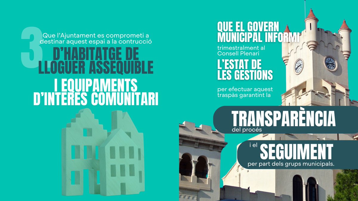 Junts per Barcelona (@junts_bcn) on Twitter photo 🫱🏼🫲🏽 Instem l'Ajuntament a exigir formalment al govern de l’Estat el traspàs immediat i gratuït de la propietat de la Caserna del Bruc.
El parc d’habitatge existent no pot donar resposta a la demanda, i és necessari augmentar de manera dràstica l’oferta d’habitatge de lloguer 🫱🏼🫲🏽 Instem l'Ajuntament a exigir formalment al govern de l’Estat el traspàs immediat i gratuït de la propietat de la Caserna del Bruc.
El parc d’habitatge existent no pot donar resposta a la demanda, i és necessari augmentar de manera dràstica l’oferta d’habitatge de lloguer