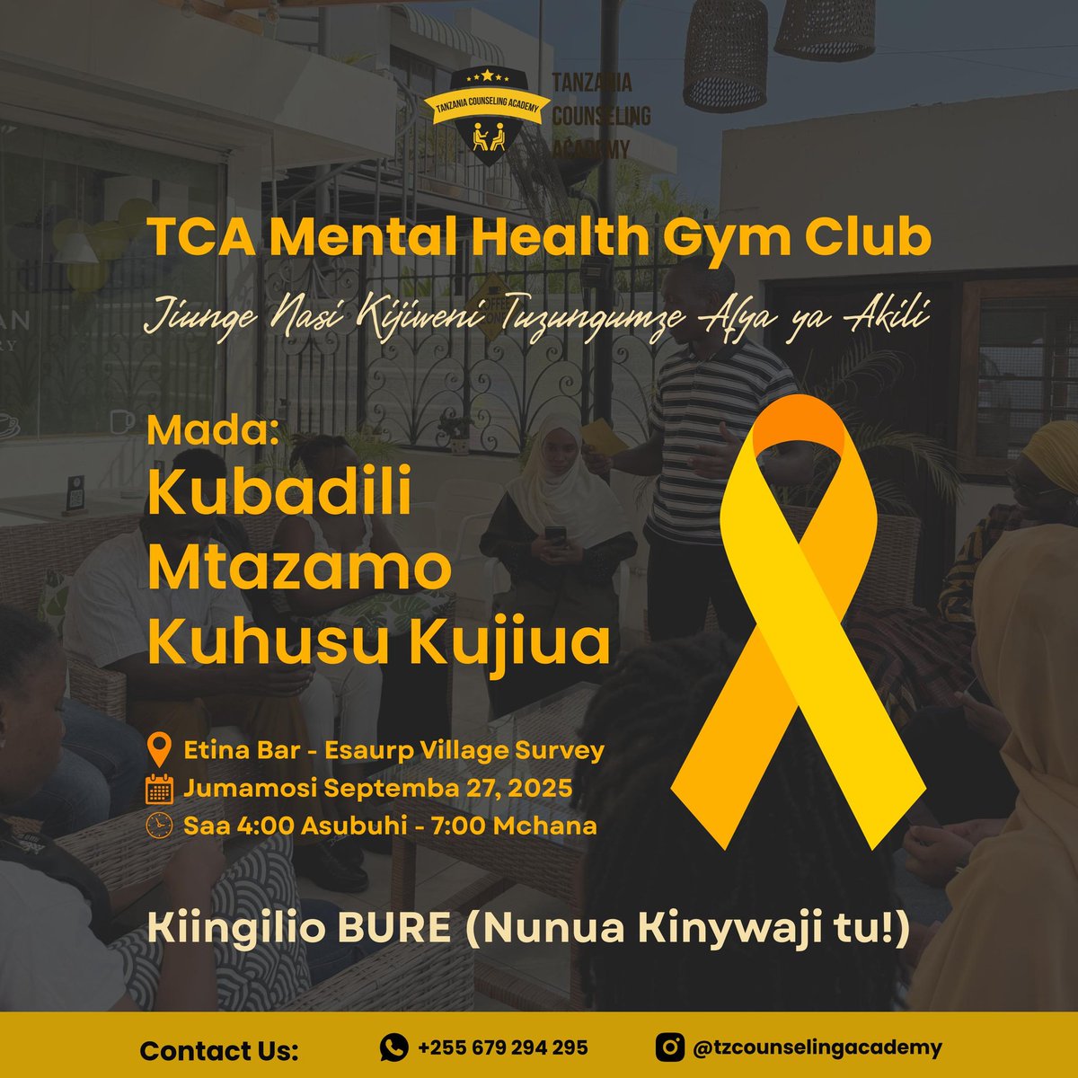 #DearRafiki Kesho kuanzia saa 4:00 Asubuhi tutakuwa pale Esaurp Village - Savei njia ya kwenda Chuo cha Ardhi. Fika nunua Kinywaji na jiunge kwenye mazungumzo yetu ya Afya ya Akili.