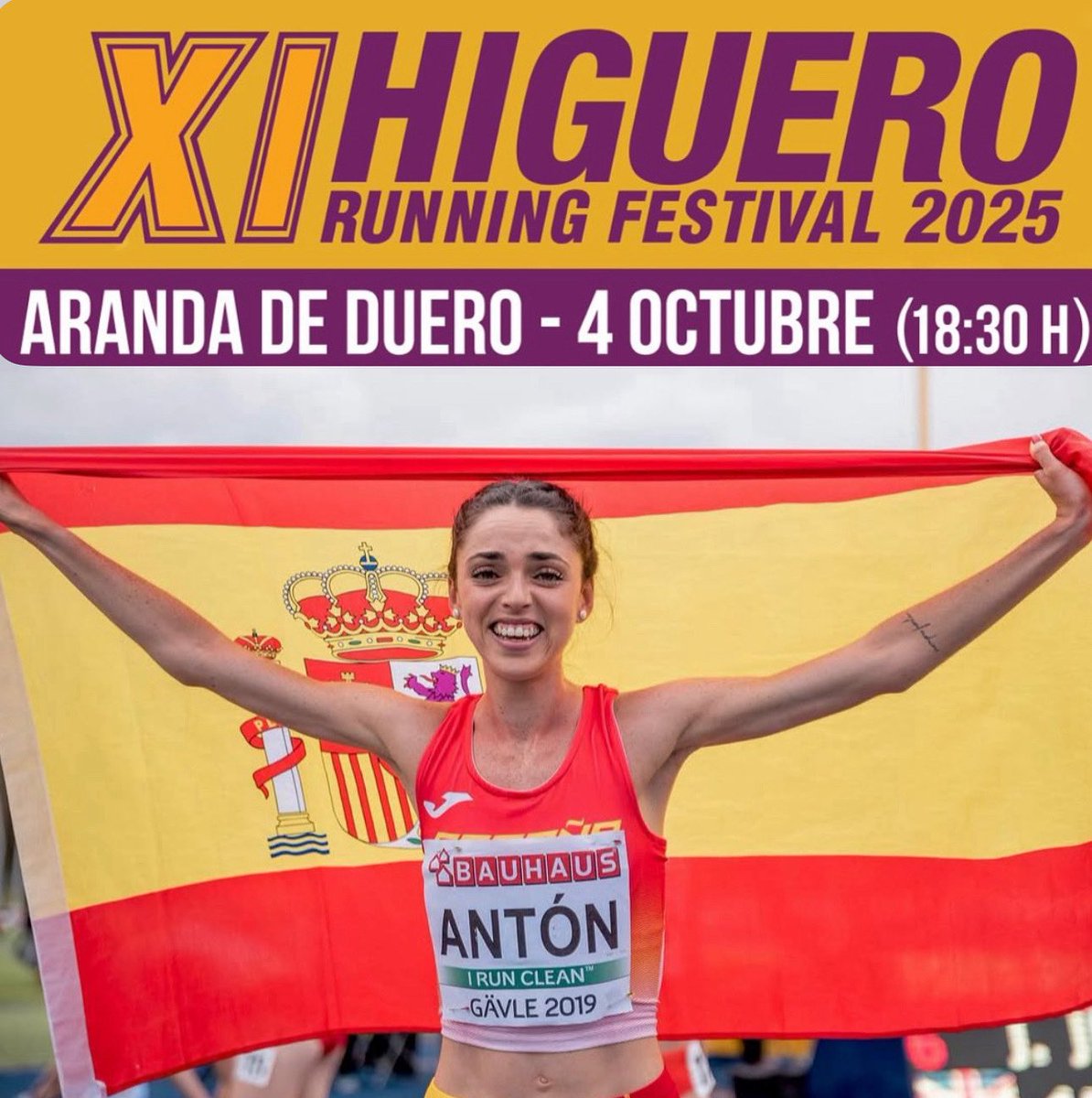 ¡¡¡CELIA ANTÓN VUELVE A PONERSE UN DORSAL 🏃‍♀️✨!!!
Este año tenemos un motivo muy especial en el <a href="/HigueroRF2025/">HigueroRunningFestival2025</a> : la vuelta de Celia Antón, la gacela arandina, que estará en los 5 km.
Tras un largo periodo de lesiones, Celia ha hecho un enorme esfuerzo para regresar, y lo hace en