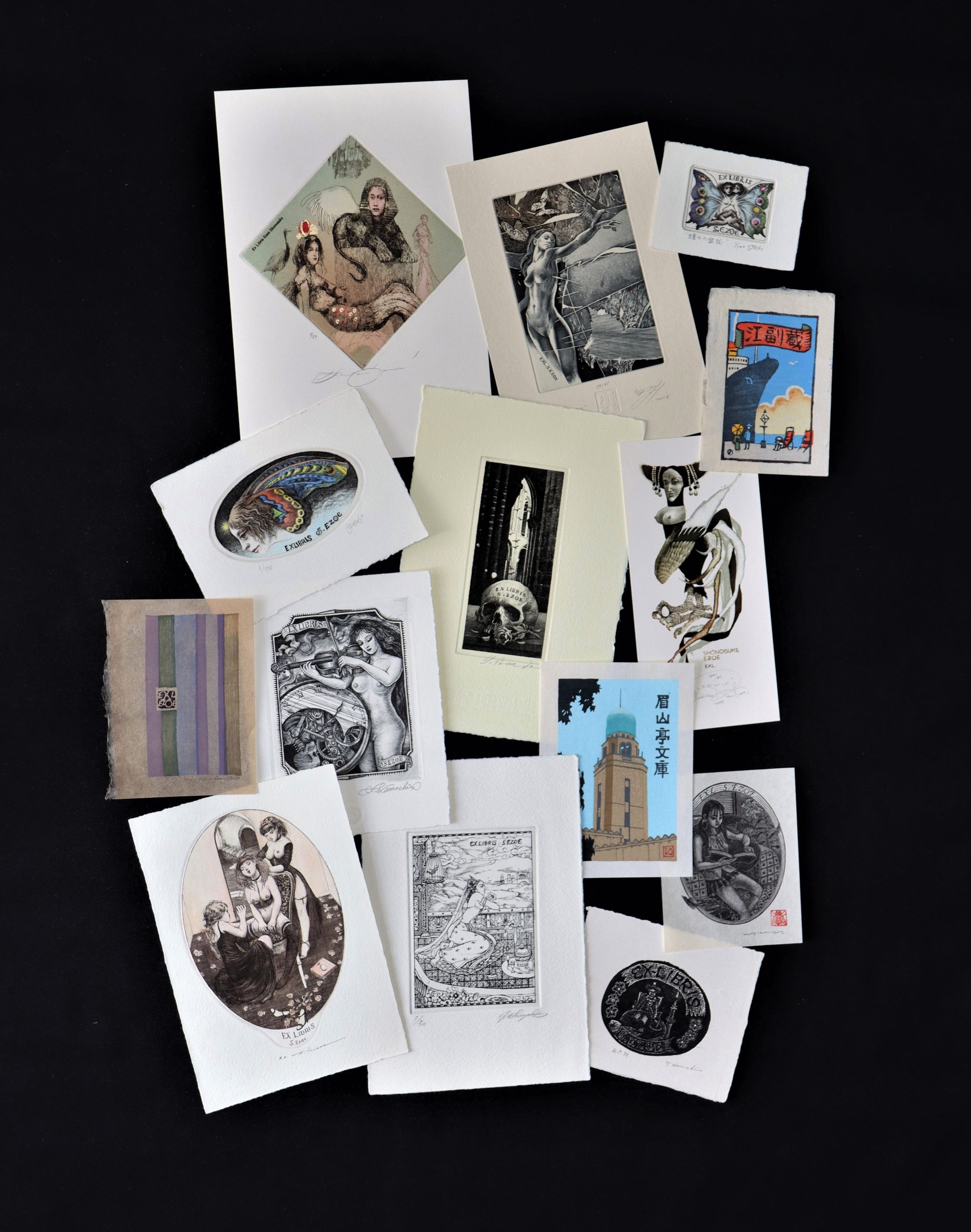 川上　澄生、黒船館蔵書票集89、希少な額装用画集より、美品、新品額装付 Yahoo!オークション -「川上澄生」(木版画) (版画)の落札相場