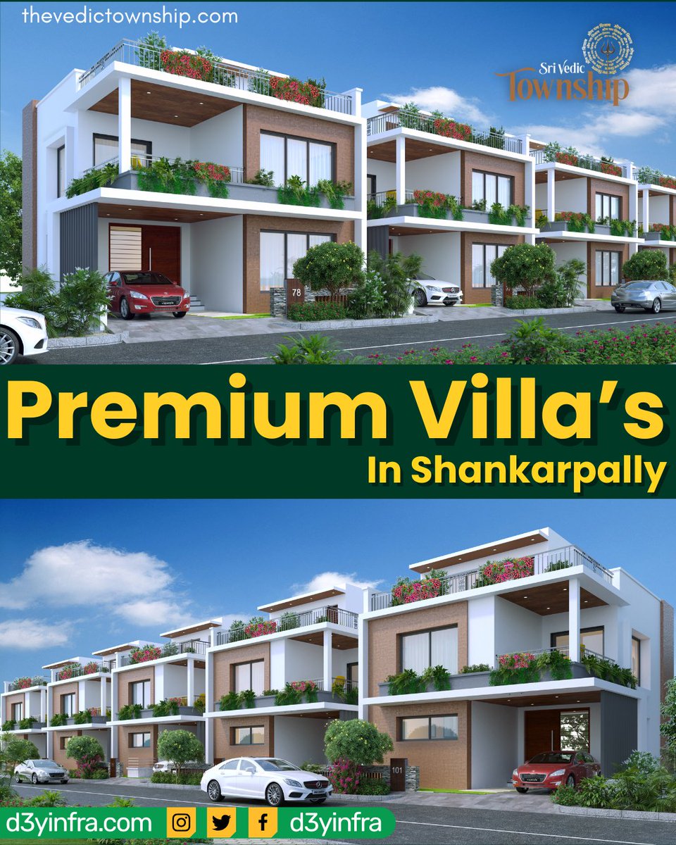 D3yinfra's tweet photo. Sri Vedic Township Villas in Shankarpally
https://t.co/EHAGXTHUh1

#veditownship #srivedictwonship #villashyderabad, #villasshankarpally #villas #luxuryvillas https://t.co/H0NuOyqZfq
