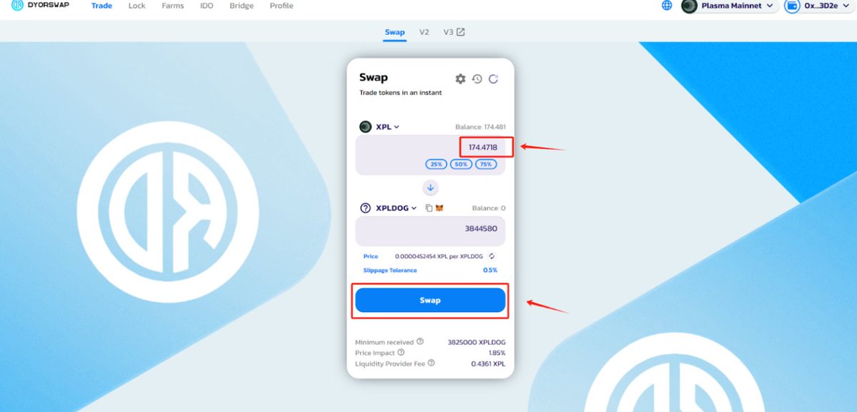 XdogeonXPL's tweet photo. 2️⃣ Buy on DyorSwap
XPLdog CA:
0x56c0a9Ae57783be8304dd3bda27dE5c86e72fda1
👉https://t.co/AzBDpUgNHE https://t.co/rGLSDThDKt